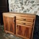 Vintage French 1930s walnut sideboard - two drawers, adjustable shelves, Art Deco style