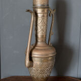 Oriental ewer in brass or copper with handle mid-twentieth