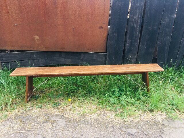 lot of 10 '30s bistro benches in pretty pattine fir