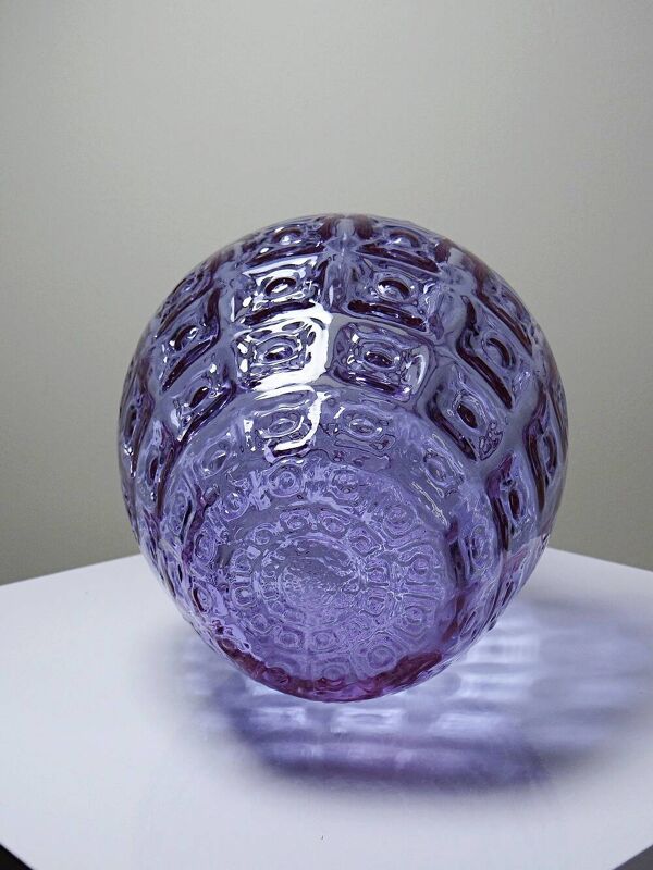 Vase Empoli verre Alexandrite du bleu au rose, grand modèle texturé années