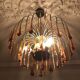 Vintage 1970s brass and Murano glass chandelier
