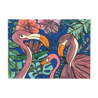 Illustration "flamingo" peinture