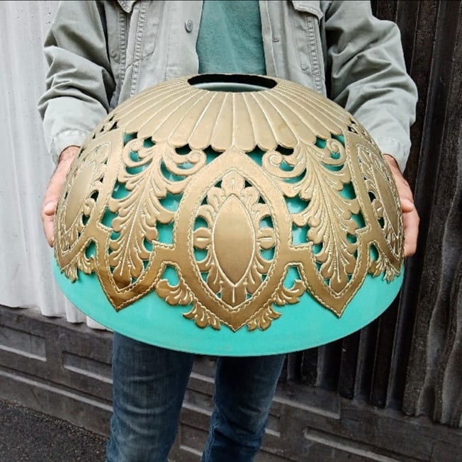 Opaline with its vintage chissed brass trim