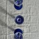 Set of 6 blue-footed champagne flutes; 3 pairs of designs.