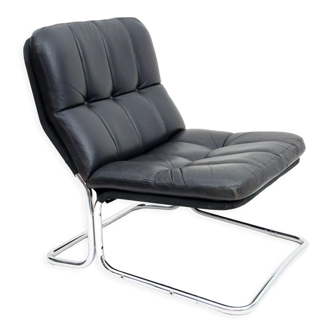 Chrome and leather lounge chair by Dux 1970