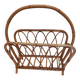 Vintage 1950s woven wicker magazine rack