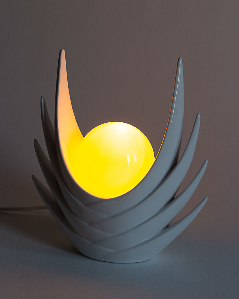 Organic white ceramic lamp, Italy, 70s