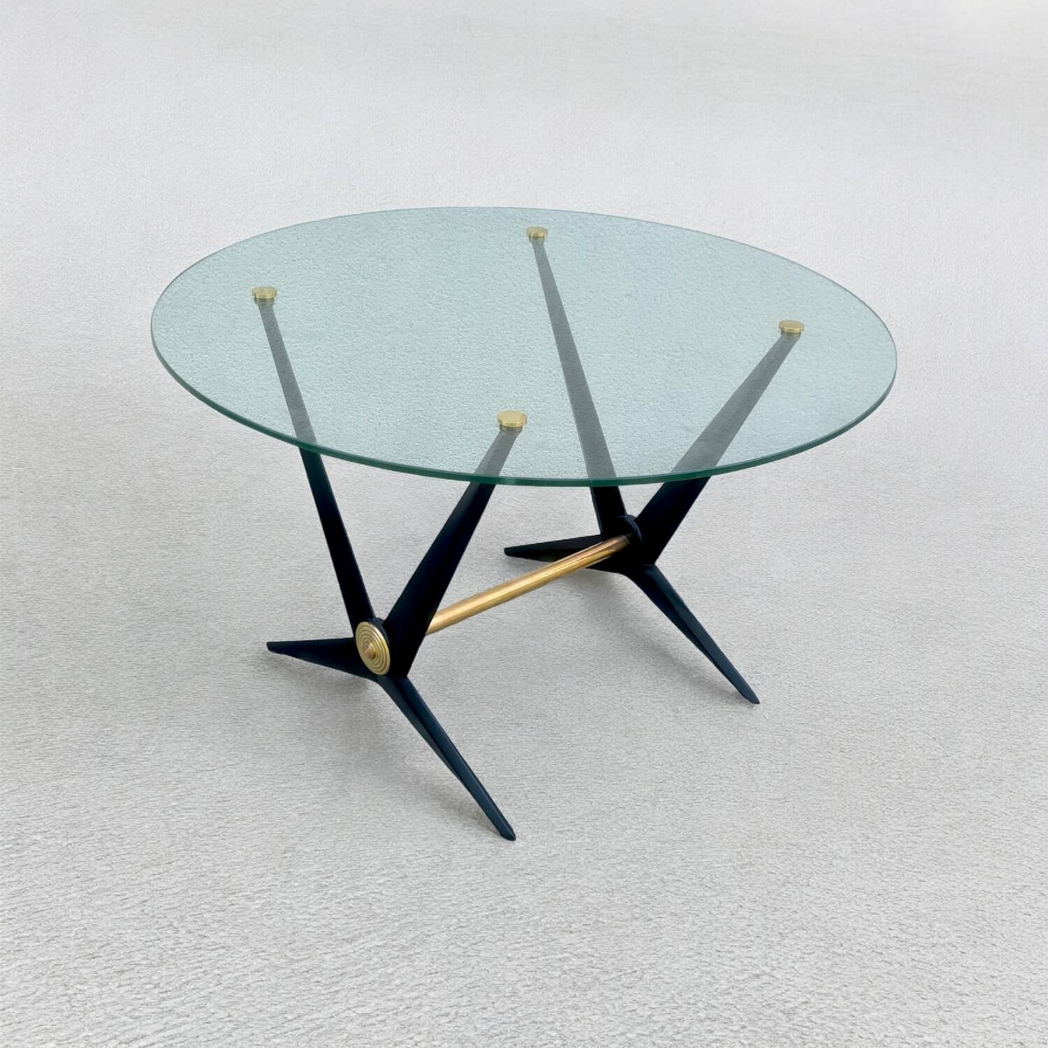 Angelo Ostuni coffee table 1950 glass and brass