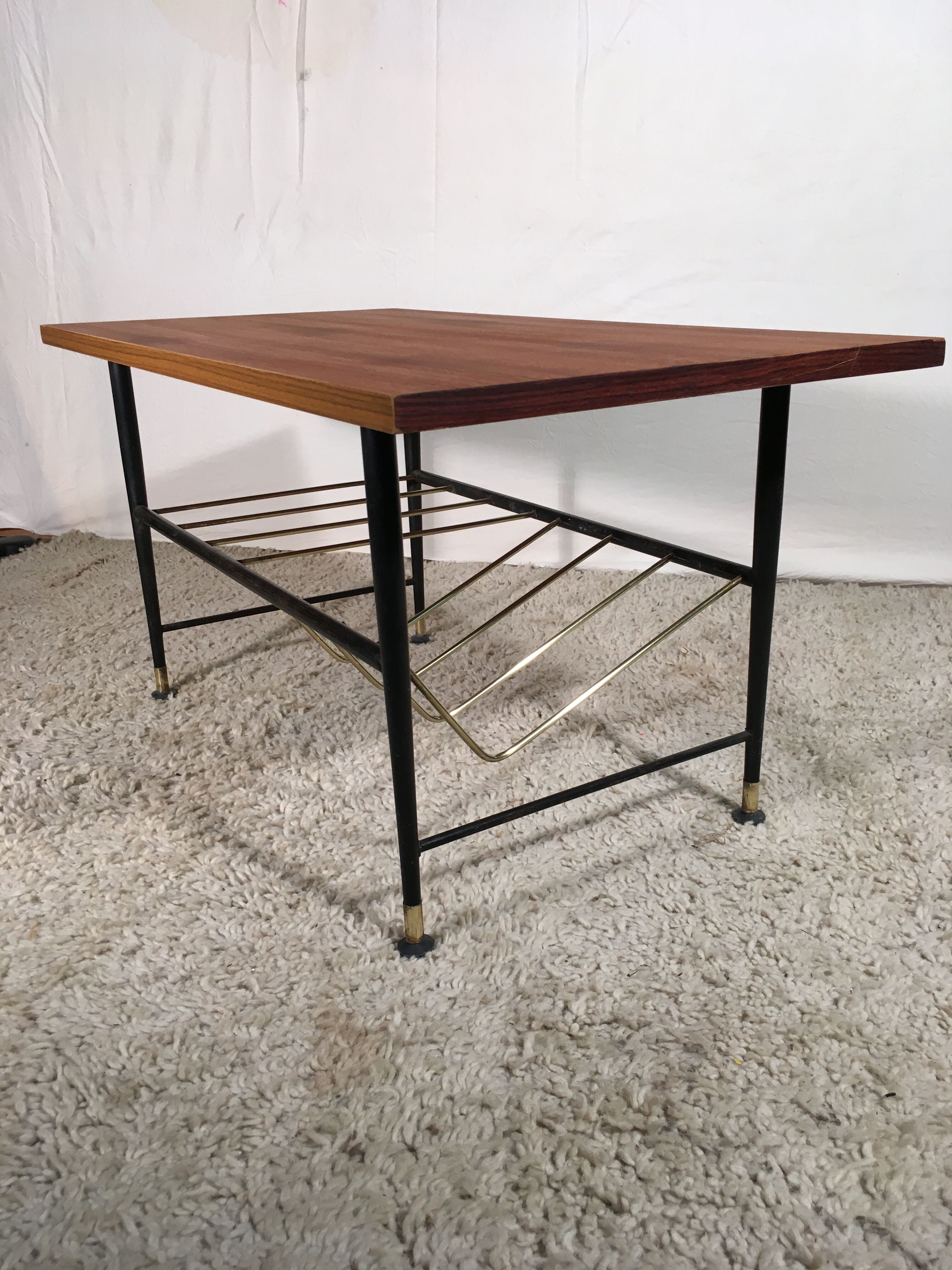 Coffee table steel and brass 1950