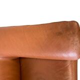 Canapé vintage en cuir couleur cognac deux places