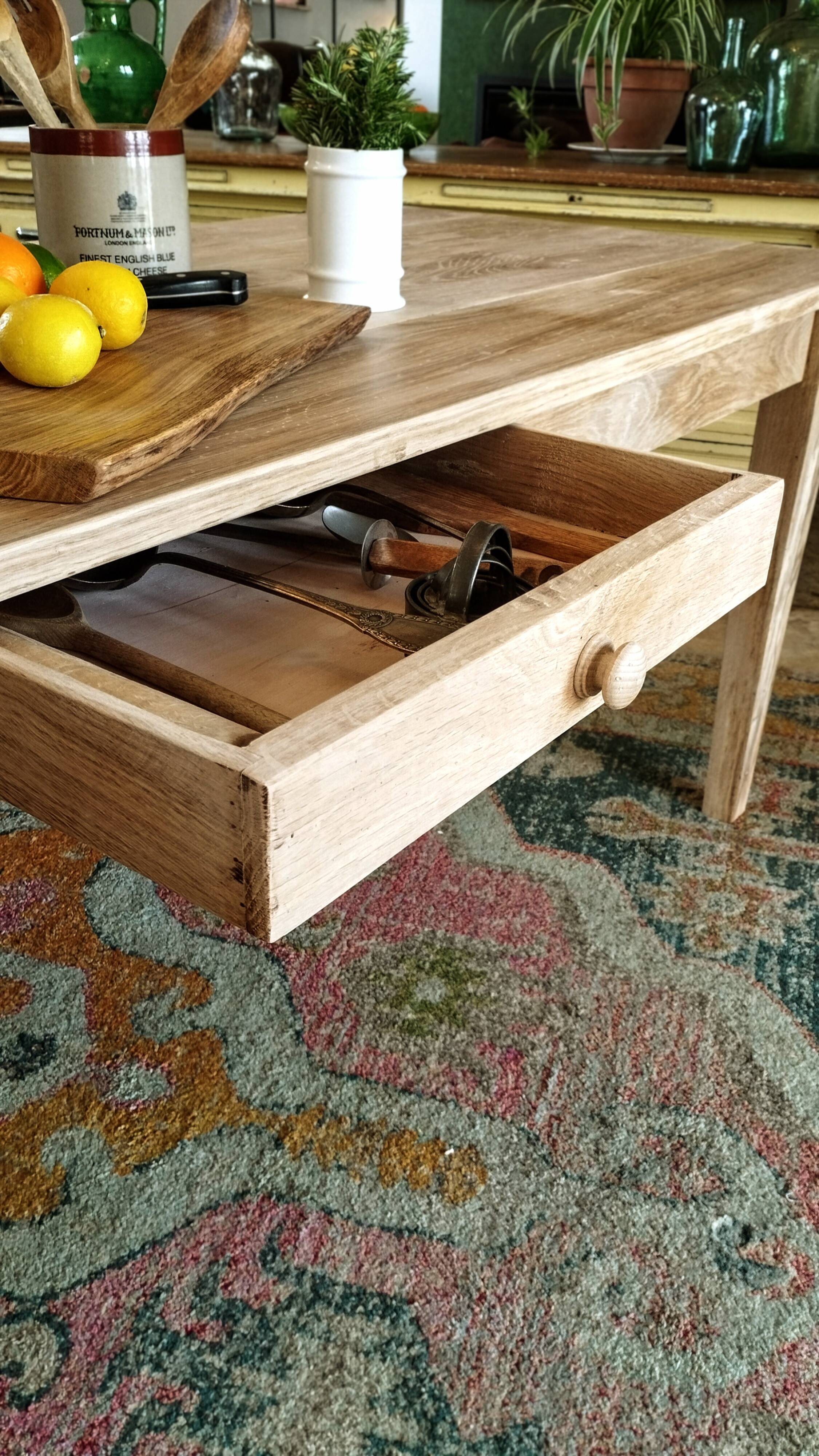 Solid oak farmhouse table 220 X 80 cm