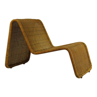 Chaise longue en osier modèle P3 par Tito Agnoli, années 1970