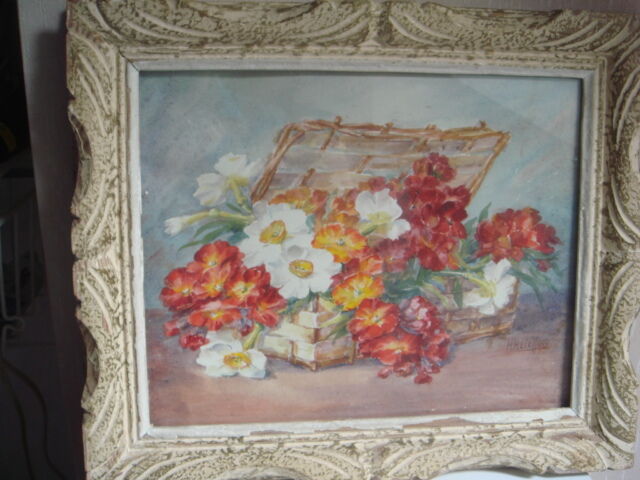 Watercolor signed under glass table 36.5 cm x 31 cm