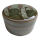 cracked celadon jewelry box signed Siam and numbered handmade lotus flower pattern