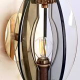 Smoked Glass and Brass Applique / Wall Light by Gino Paroldo