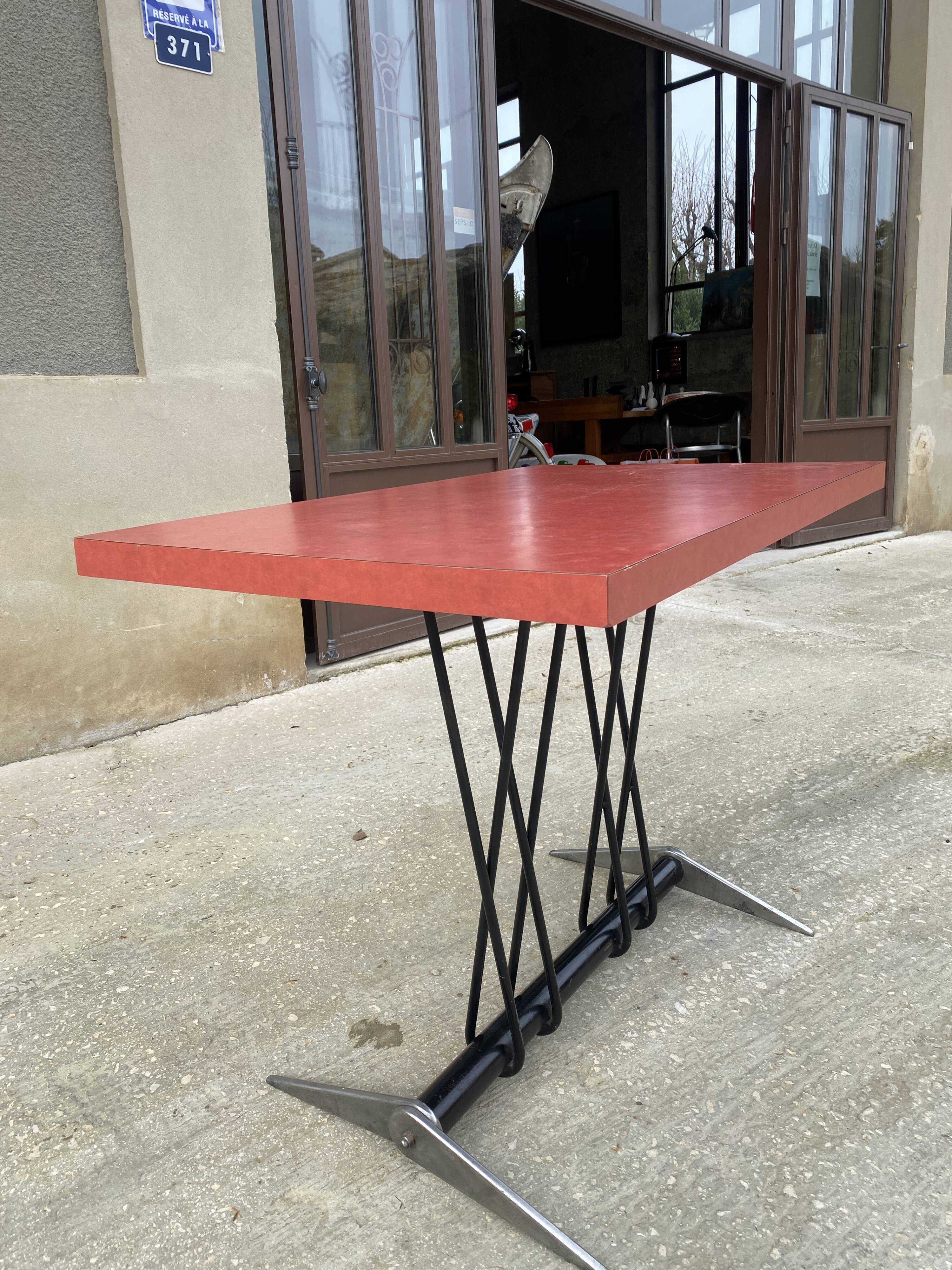 Jean Prouvé table from the refreshment area of the Dancourt-les-Conflans Aeroclub.