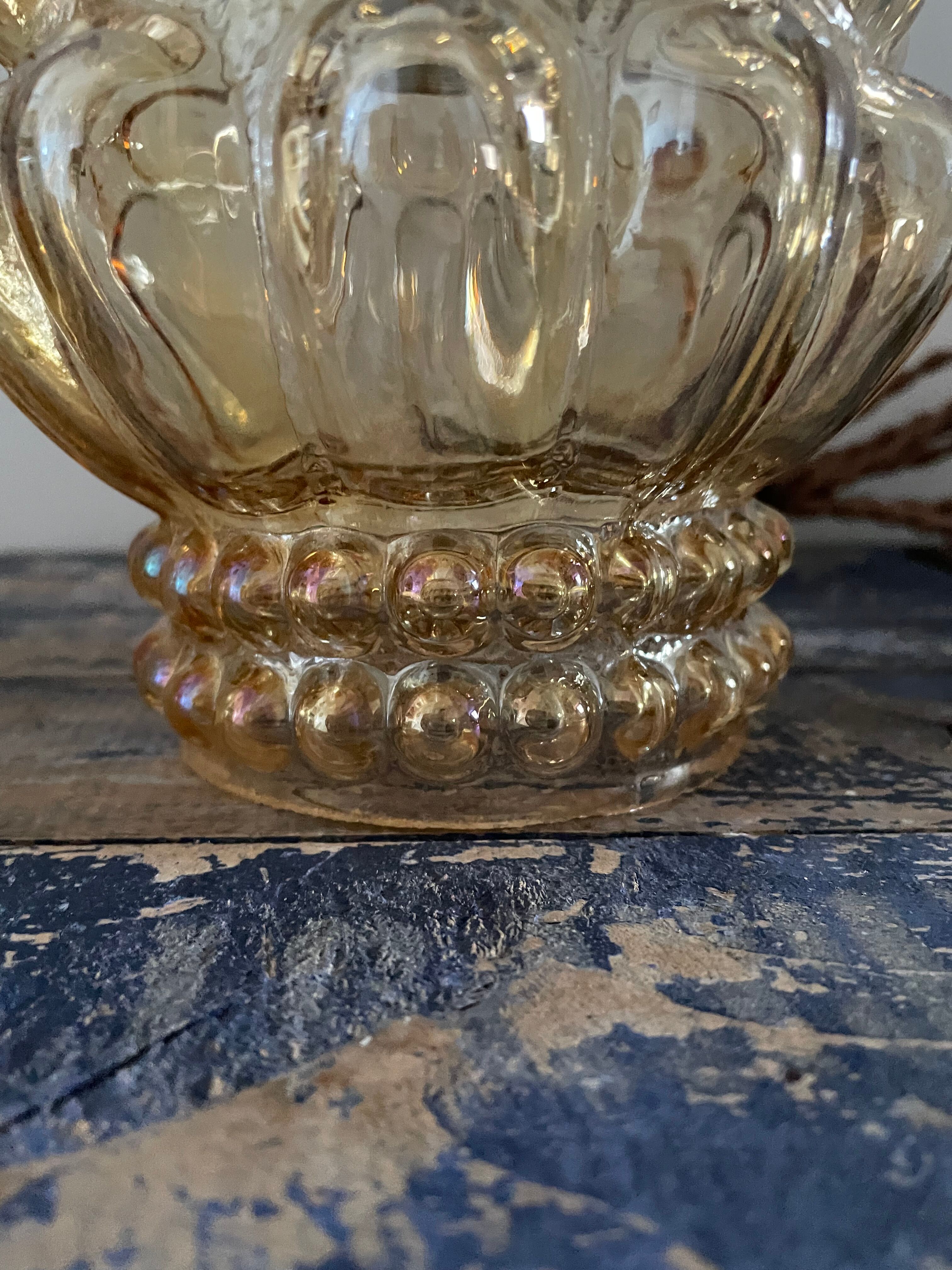 Set of two new electrified amber glass walking lamps