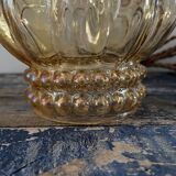 Set of two new electrified amber glass walking lamps