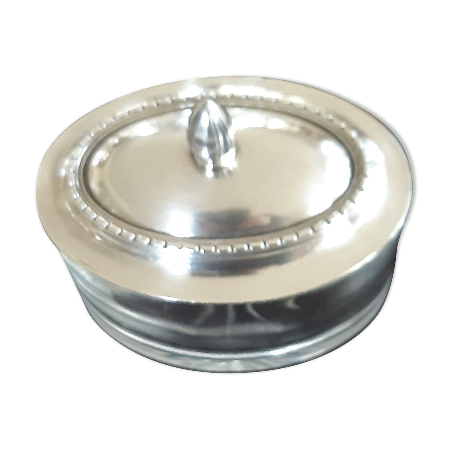 Crystal and silver metal box