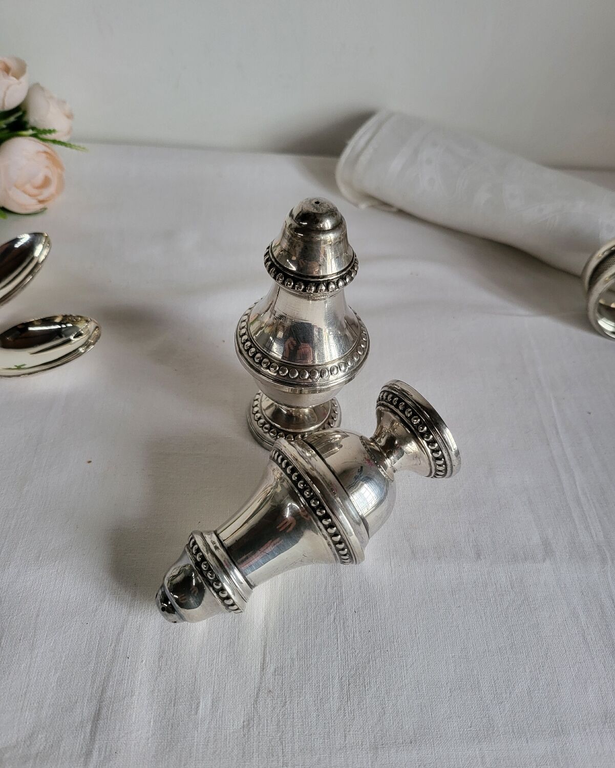Salt and Pepper Shaker Set in Silver-Plated Metal