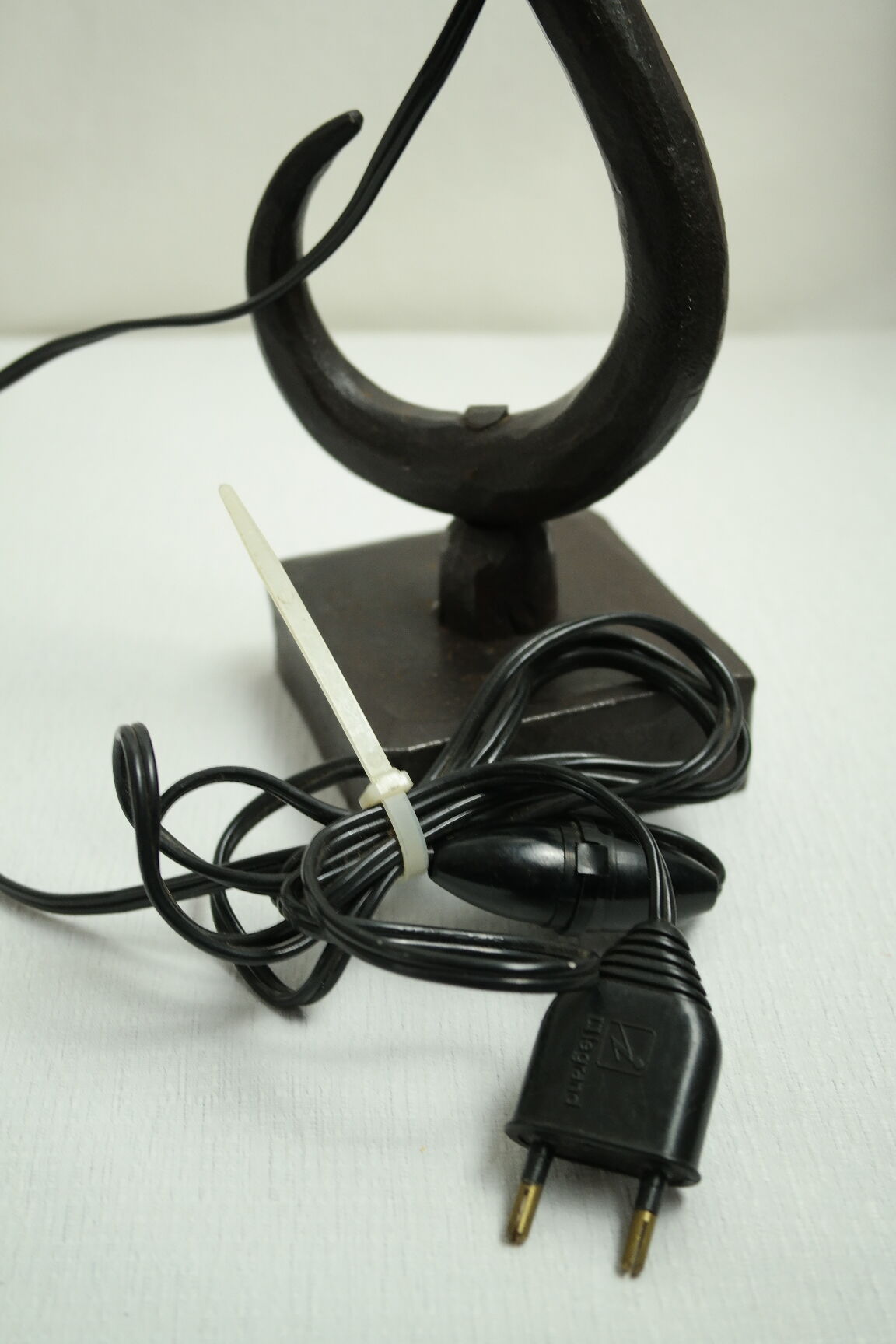 Vintage French Brutalist Iron Lamp Base