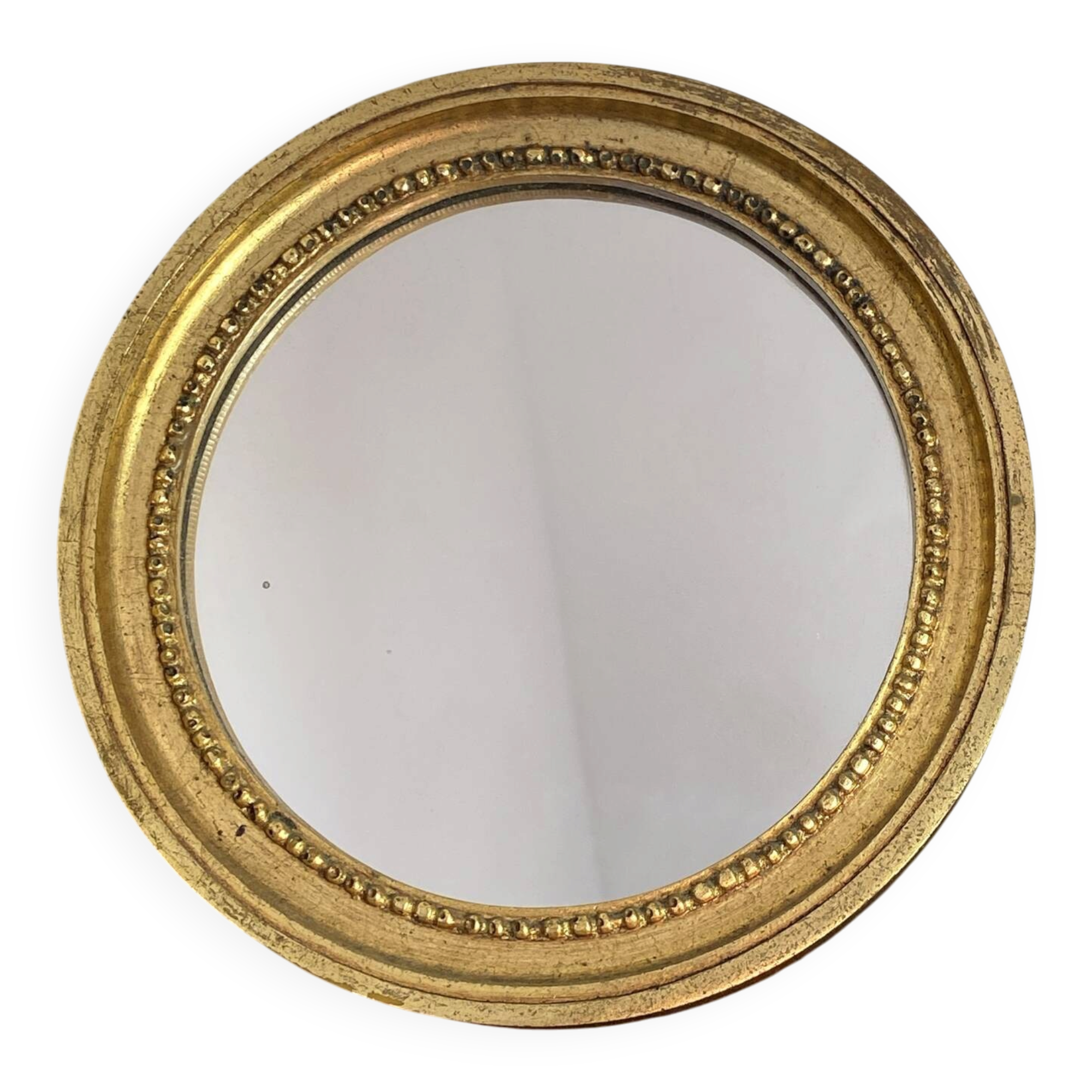 Miroir rond en bois de couleur dorée