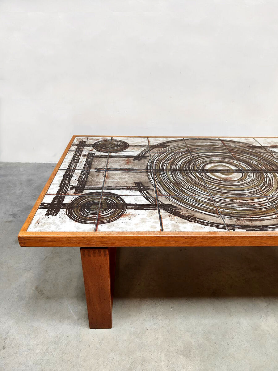 Danish teak ceramic vintage coffee table side table Ox-Art Trioh