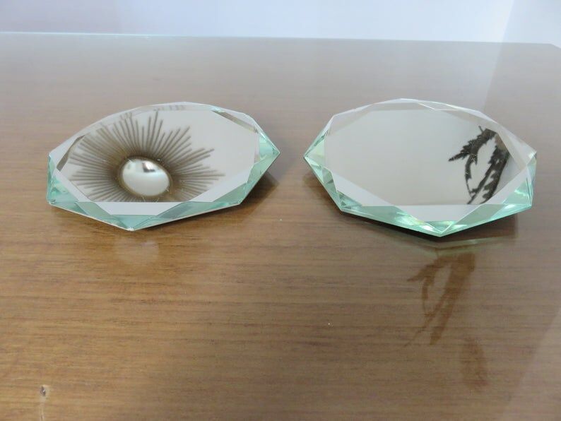 Pair of octagonal mirrors beveled 40s 50s