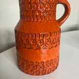 Bitossi Ceramiche orange pitcher vase by Aldo Londi Italian design
