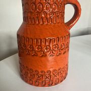 Bitossi Ceramiche orange pitcher vase by Aldo Londi Italian design