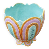 Ancien Cache-Pot en Faïence Couleurs Pastel