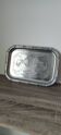 Rectangular silver-plated metal dish with an 80s-style design.