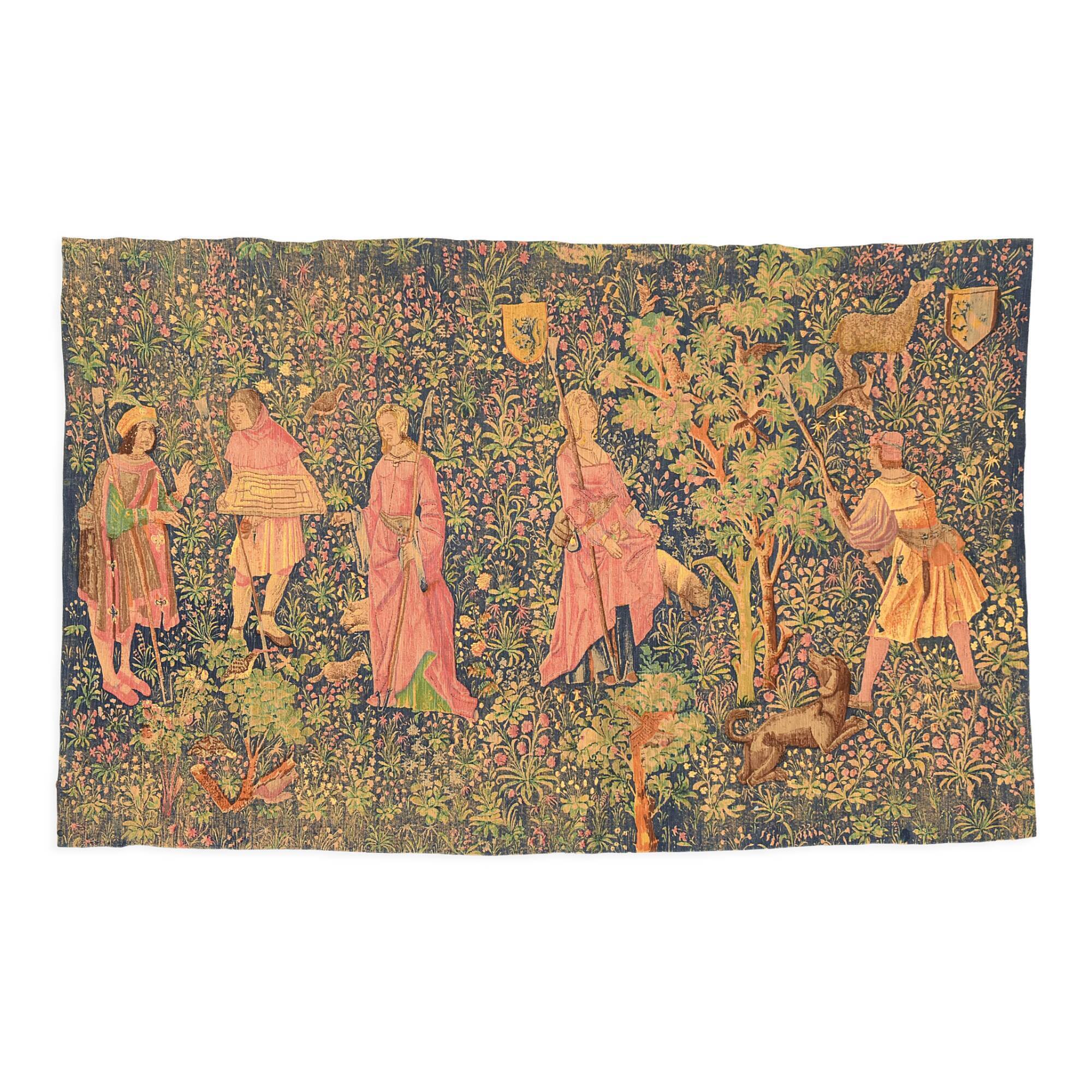 Tapisserie au point d'halluin atelier Jules Pansu de style médiéval