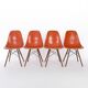 Ensemble orange (4) Chaises Herman Miller Original Vintage Eames DSW Side Shell
