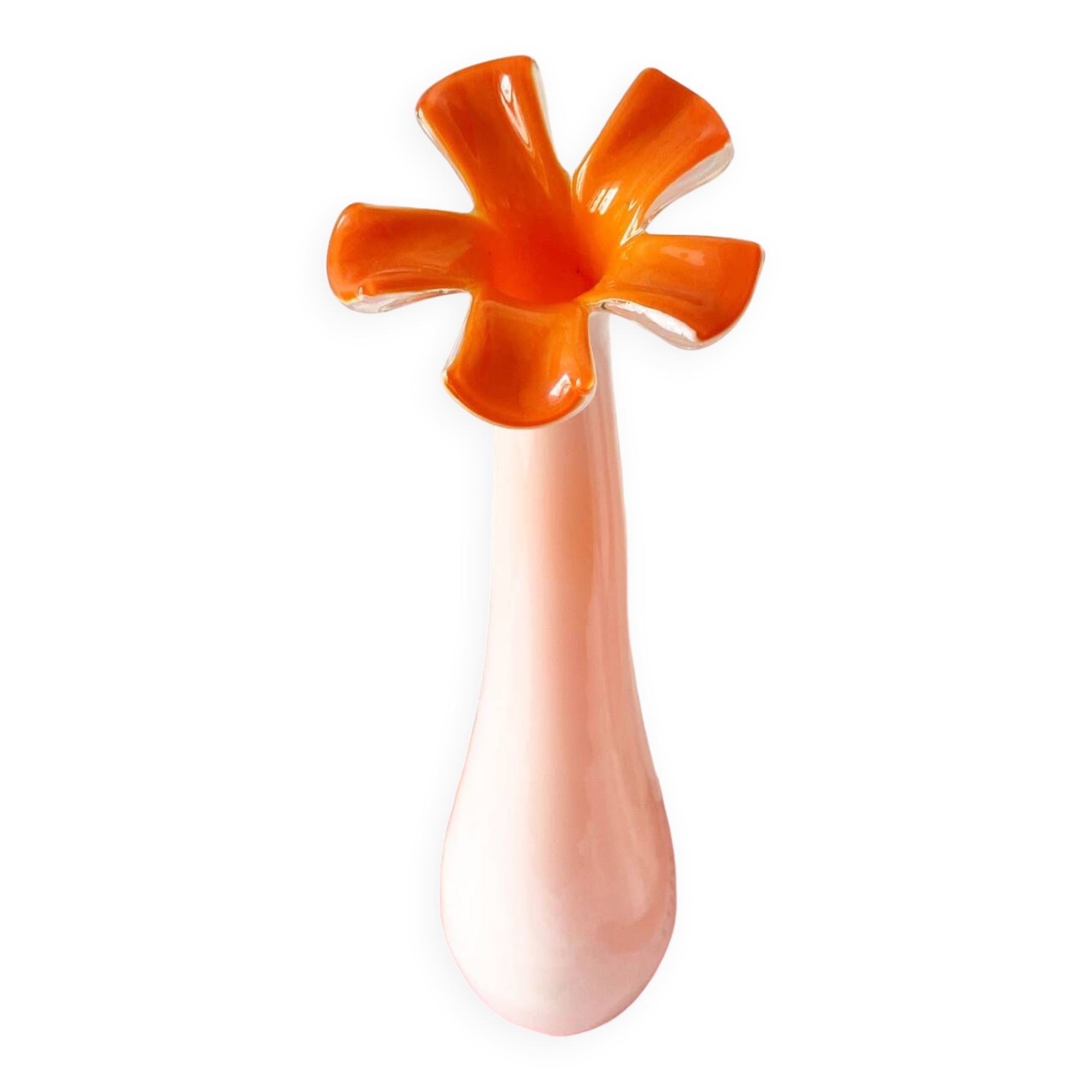 Long pink vase with petal collar