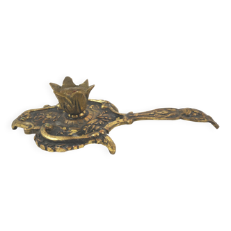 bronze or brass candle holder, cellar level