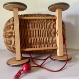 Braided wicker cradle, pulling toy