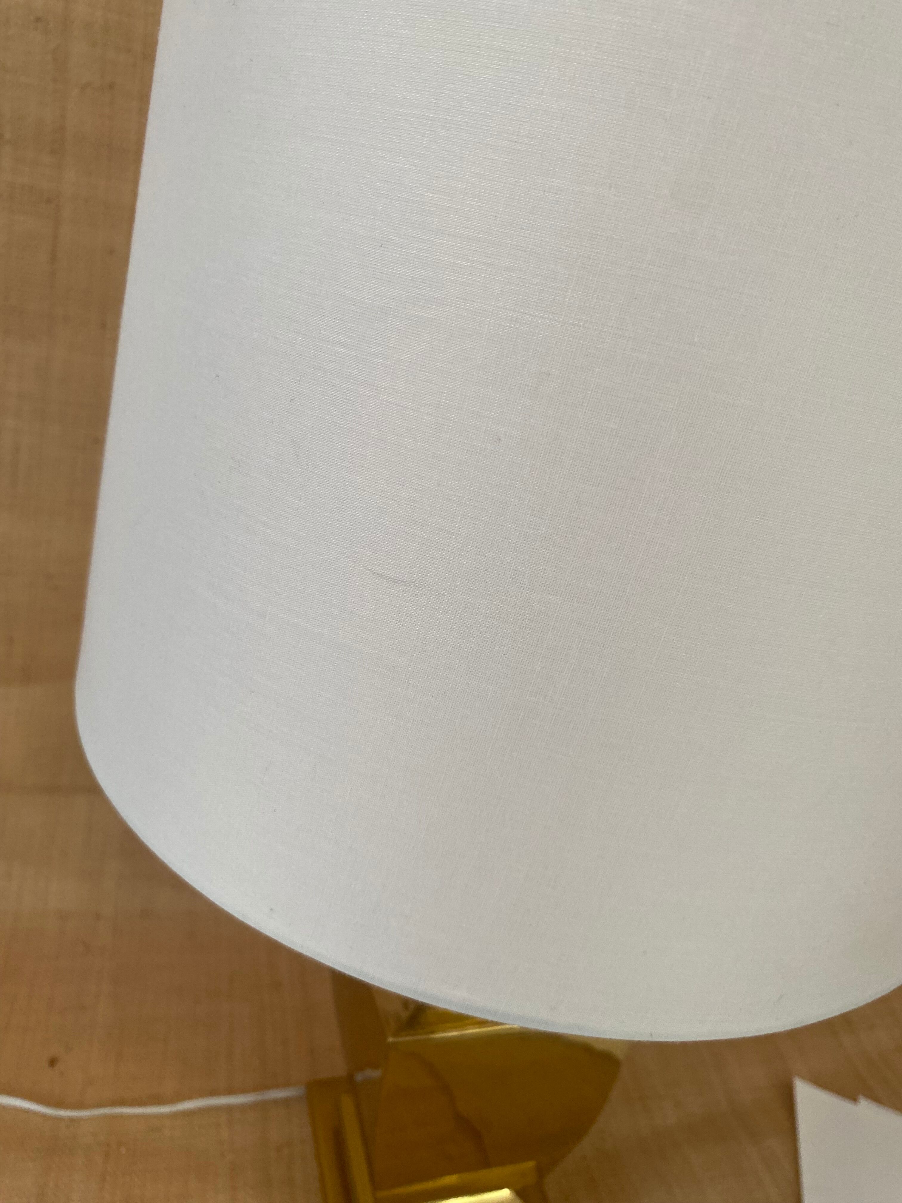 Golden lamp "Regina", 2 m fabric cable, cotton shade