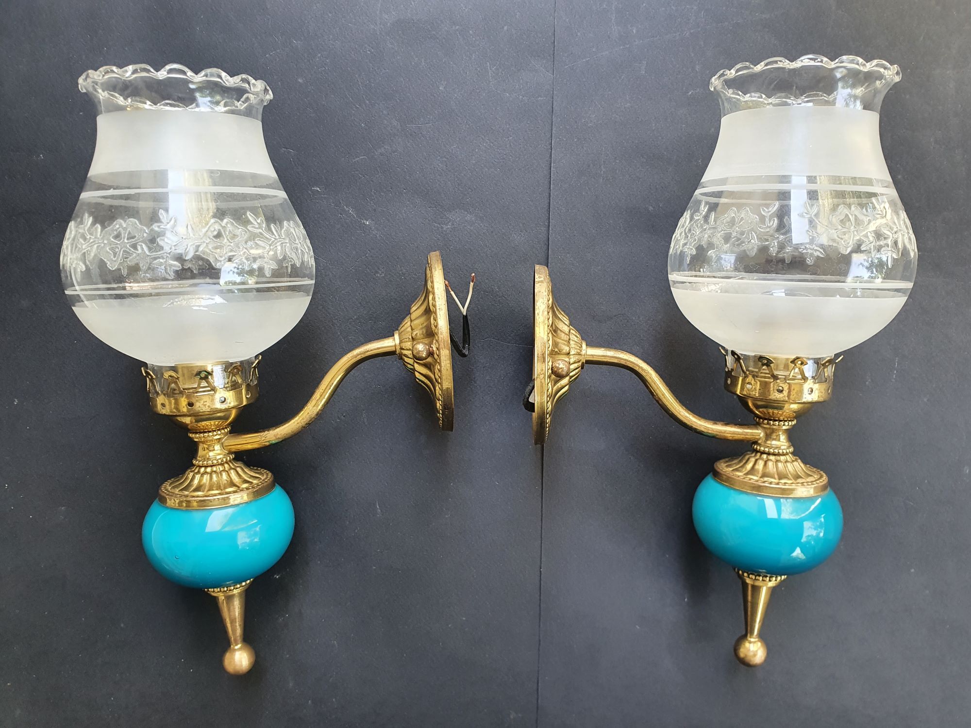 Pair of antique gold wall sconces