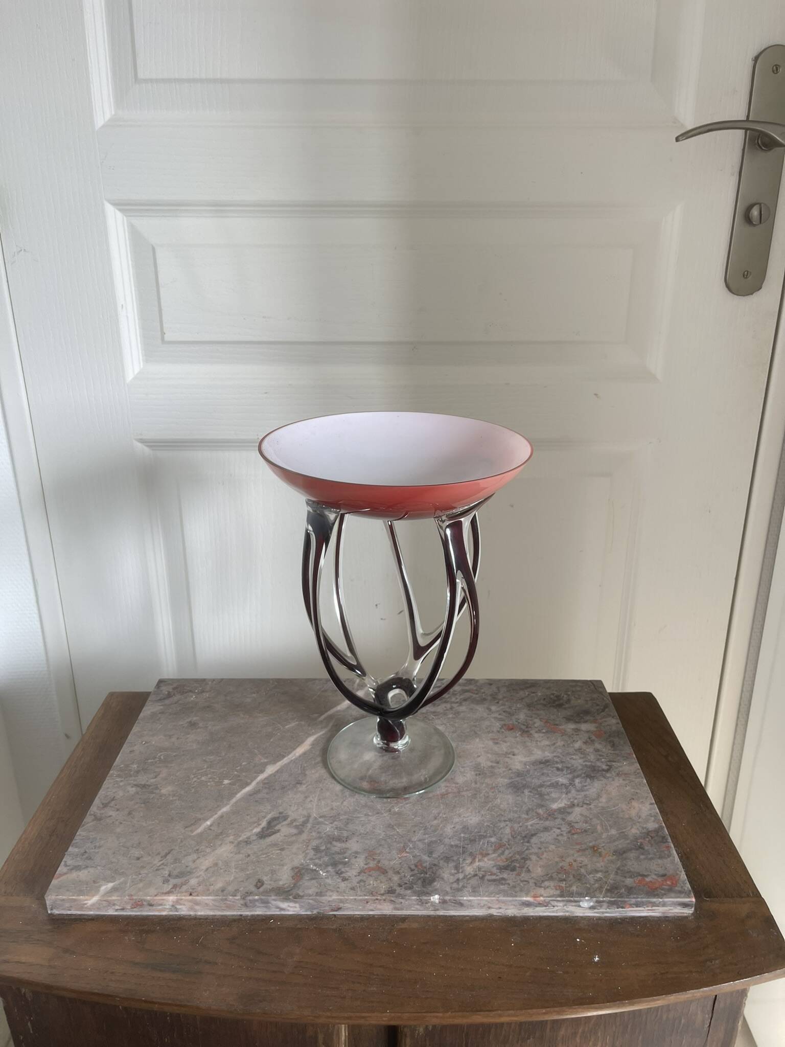 Antique Medusa Red Cup Vase Jozefina Krosno Octopus Blown Glass 30CM