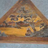 Triangular table inlaid Art nouveau 1900