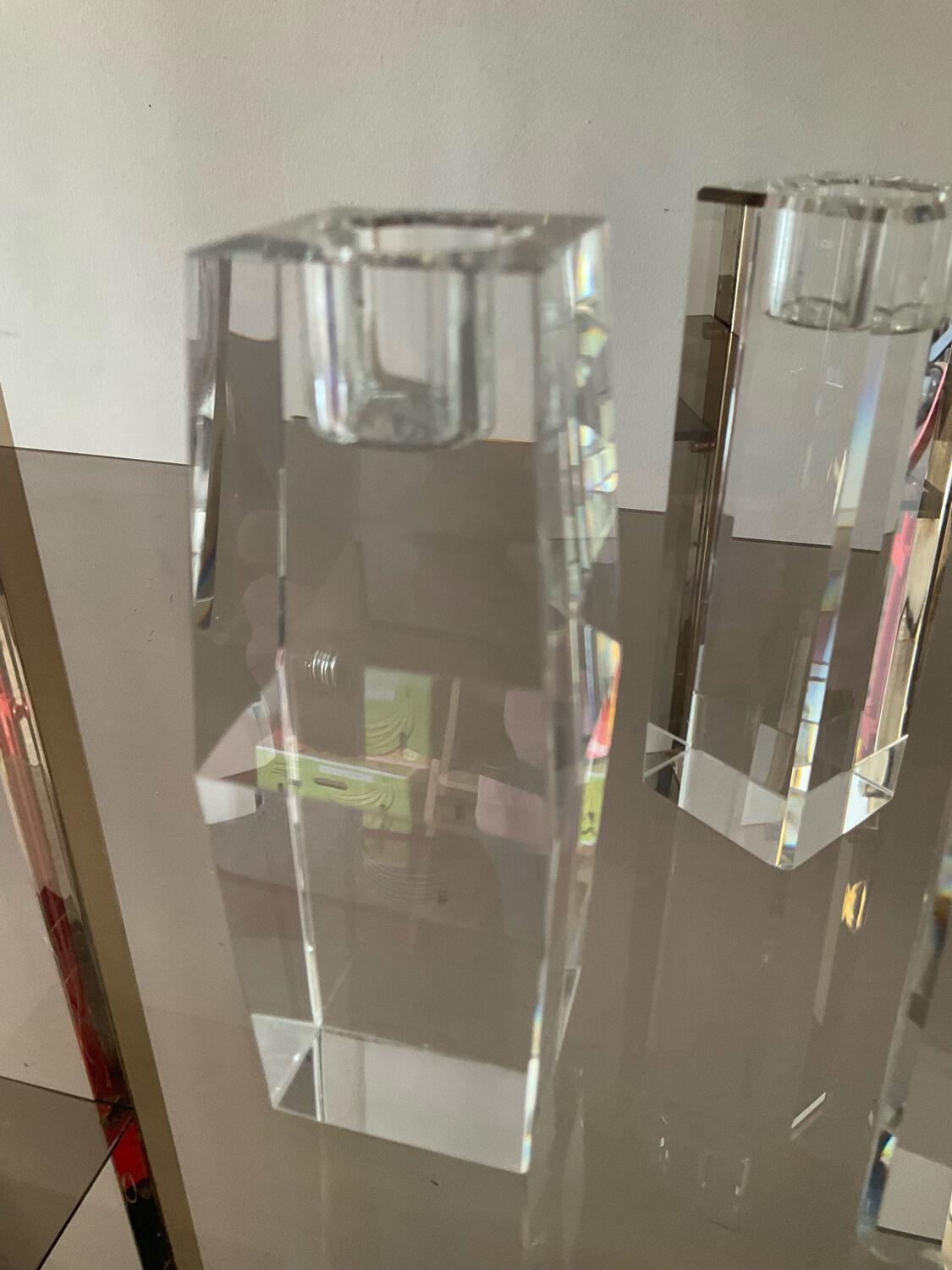 Set of 4 crystal candle holders from the 70s