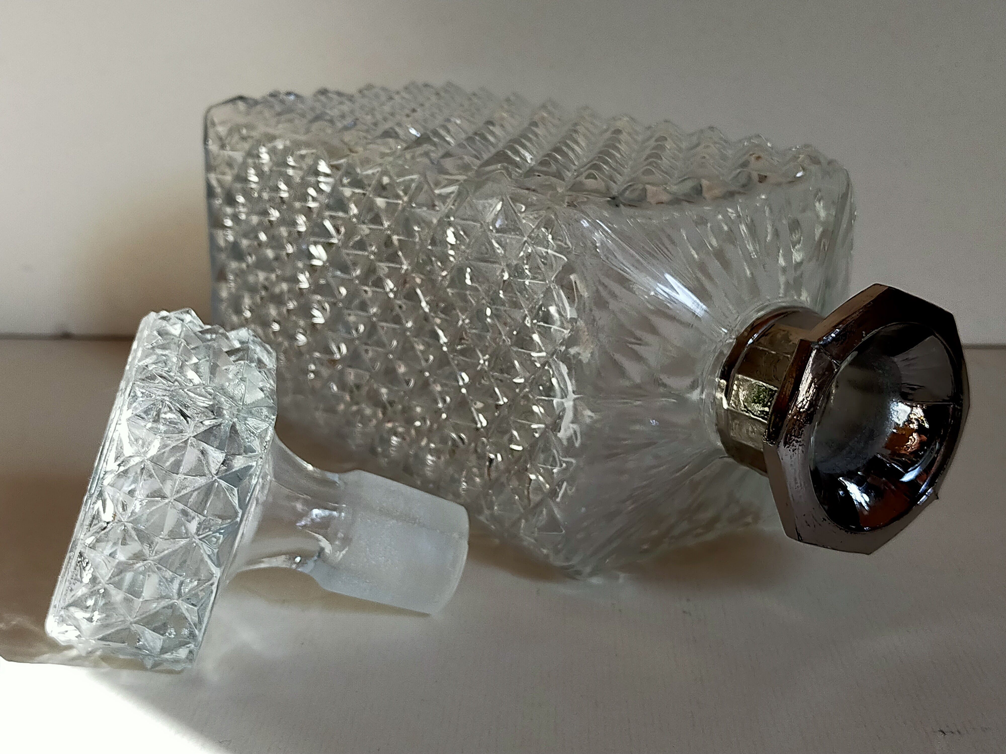 Vintage whisky carafe with golden neck