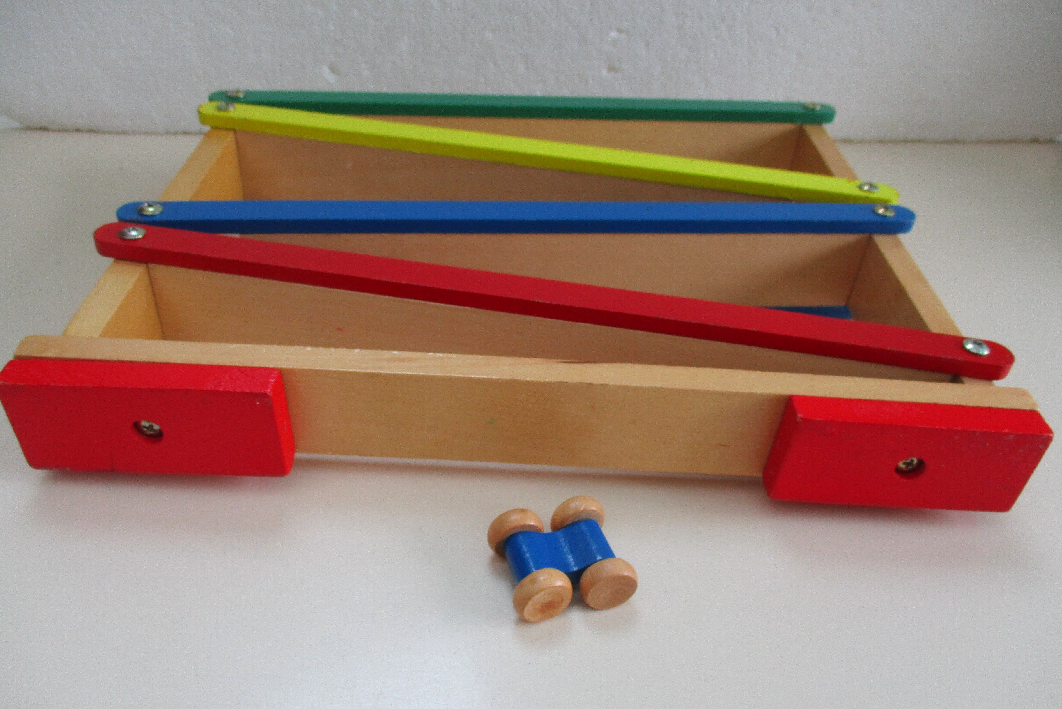 Toboggan wooden game and its vehicle-vintage