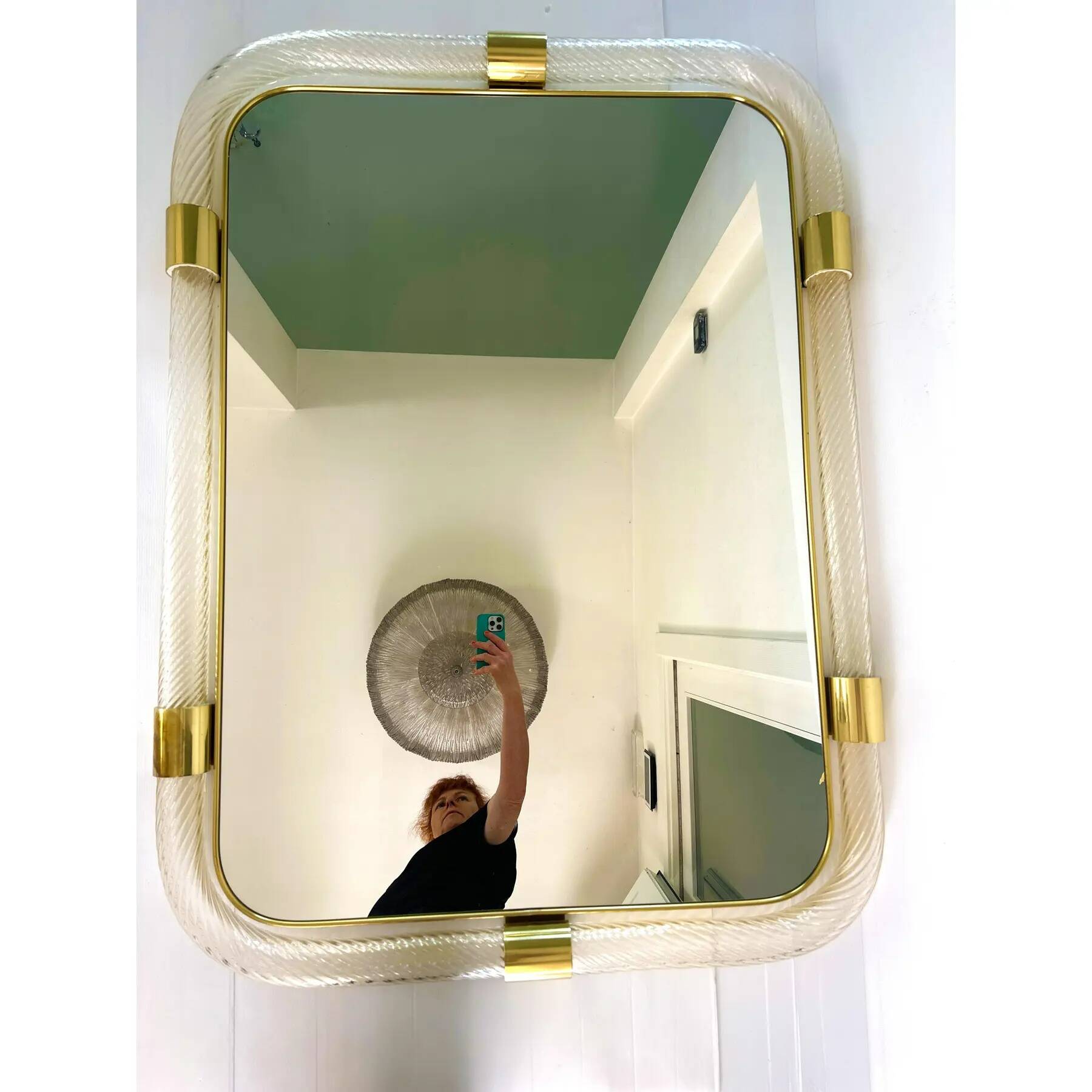 Scenographic Italian “Torciglione-Torchon” Murano Glass Wall Mirror