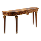 Antique neoclassical console in walnut and maple, Italy, 20th century.