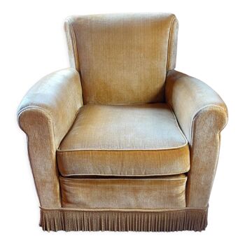 Fauteuil velours 1940 vintage