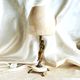 Alabaster and brass lamp, home decor light fixture with alabaster shade.