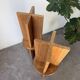 Set of 4 oak stools from the 1950s, constructivist style.