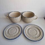 Set of two gray and blue ceramic lunches